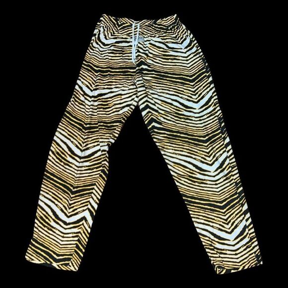 Vintage 90s Zubaz Pants Pittsburg Steelers Zebra Design Parachute Pants Size L